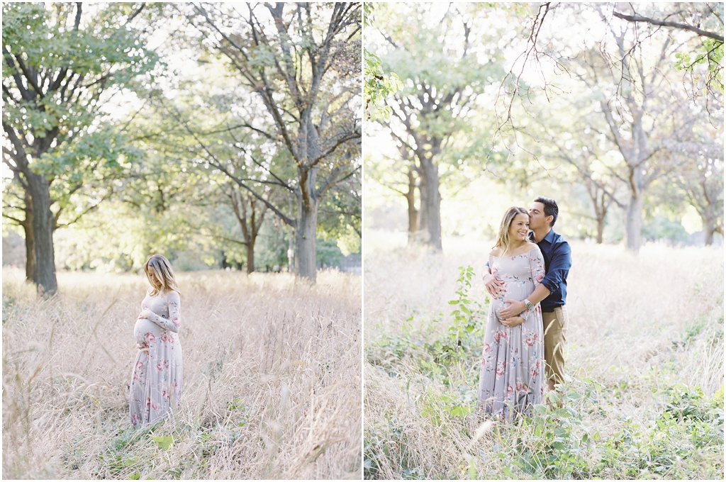 best maternity session locations in chicago illinois - expecting parents in sunny field